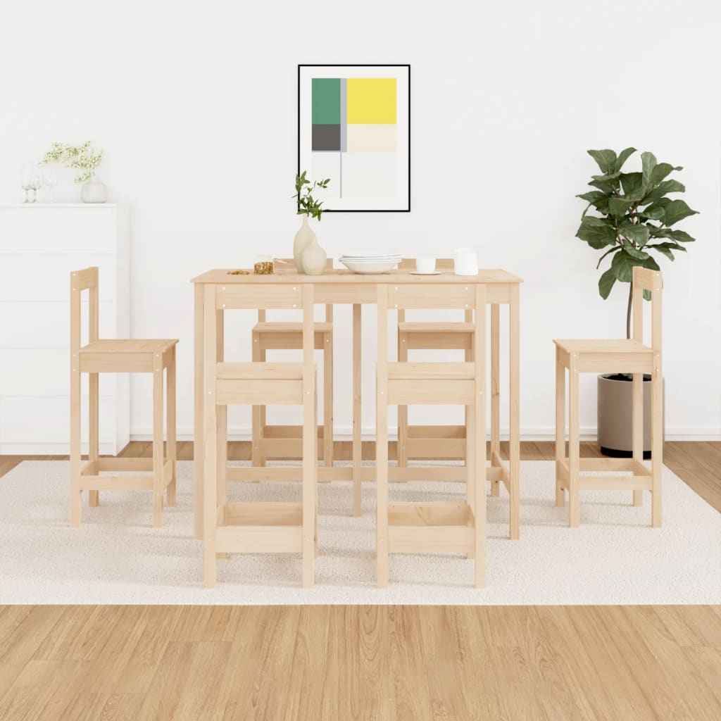 vidaXL 7 pcs conjunto de bar pinho maciço